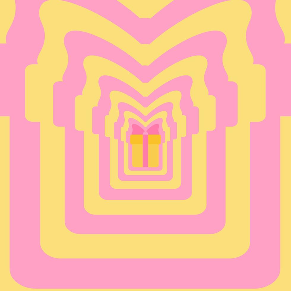 fundo abstrato do arco-íris com repetição da silhueta da caixa de presente de natal. conceito feliz natal e feliz ano novo. impressão hippie retrô y2k na moda. padrão hipnótico. ilustração vetorial colorida vetor