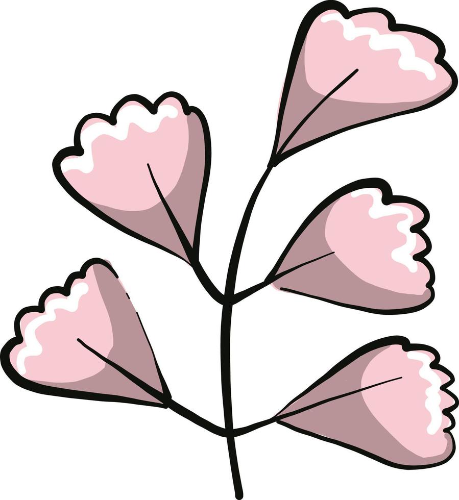 pequena flor rosa interessante, ilustração, vetor em um fundo branco.