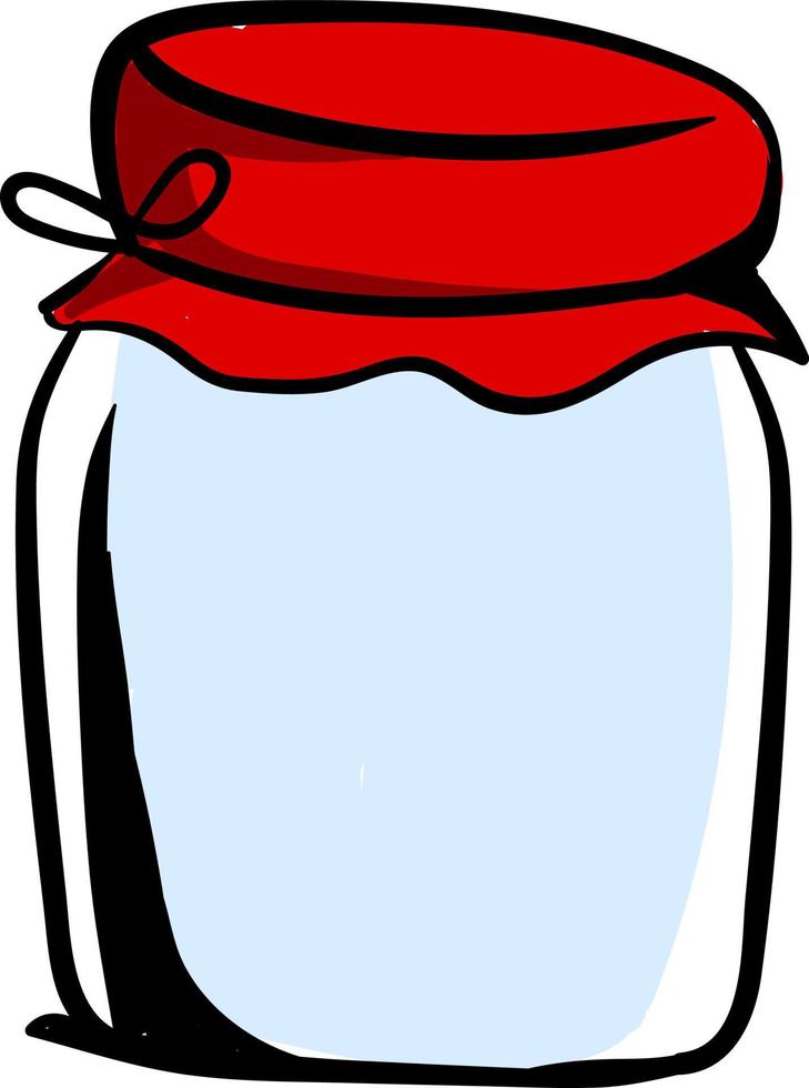 jar com tampa vermelha, ilustração, vetor em fundo branco.