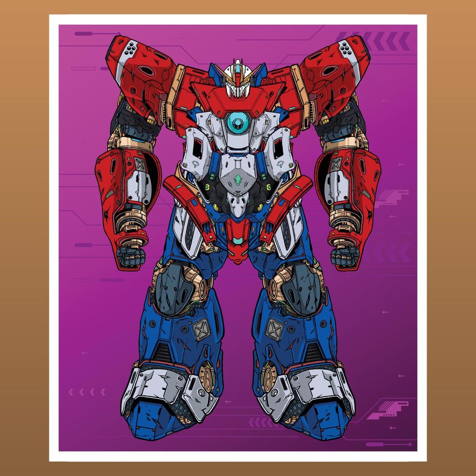 desenho de cartão robô mecha moderno de vetor premium feito com braços corpo perna braços ilustração