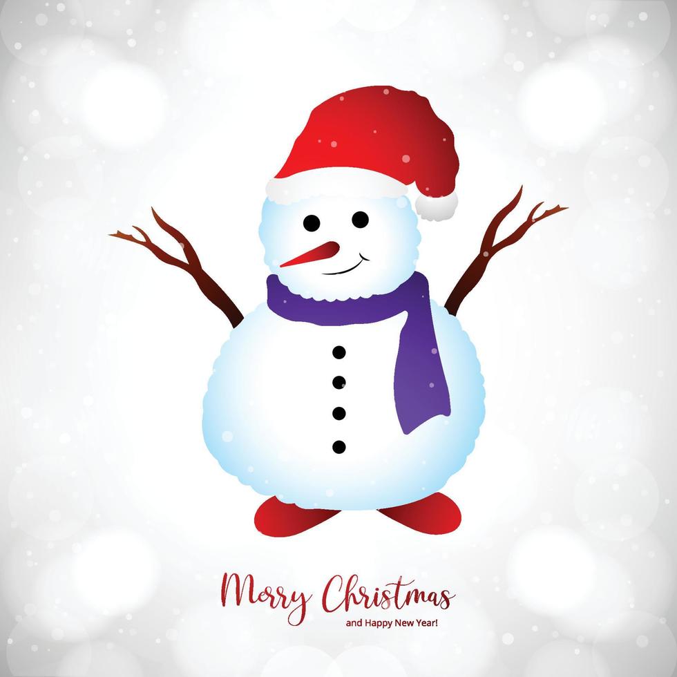 fundo de cartão de natal lindo boneco de neve de natal vetor