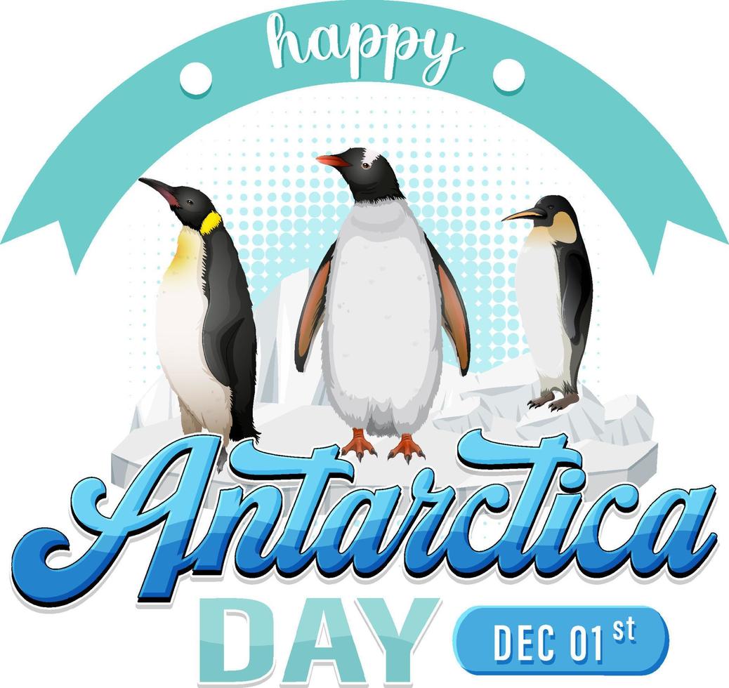 feliz dia da Antártida design de cartaz vetor