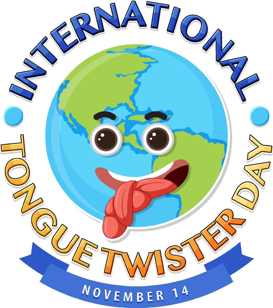 design de logotipo do dia internacional do trava-língua vetor