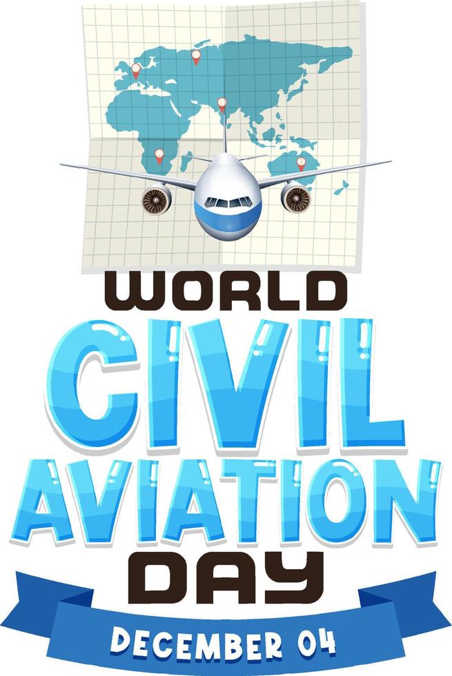 texto de aviação civil mundial para design de cartaz ou banner vetor