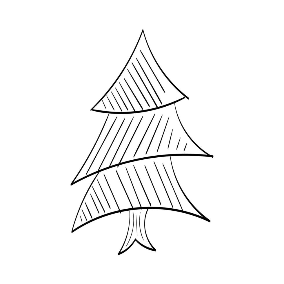 projeto de árvore de natal. ícone de férias vintage. mão desenhada contorno ilustração de Natal. vetor
