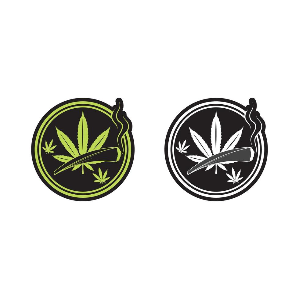 logotipo de cannabis e vetor de ícone de folha de maconha