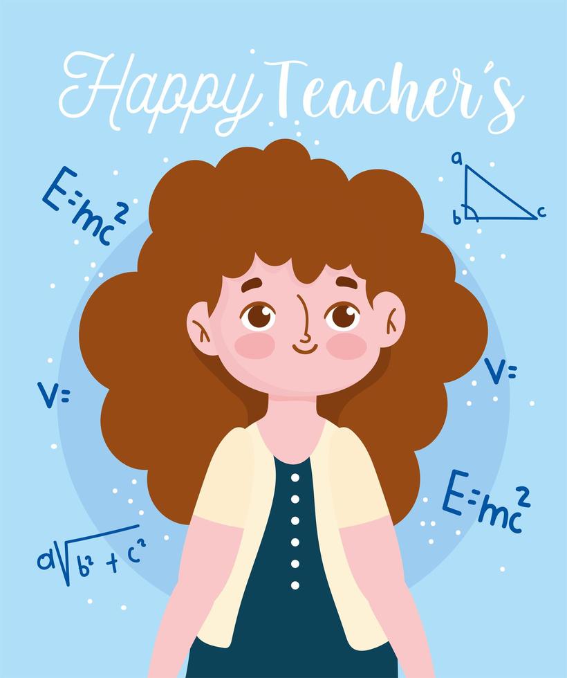 feliz dia dos professores, professor e fórmula de equação matemática vetor