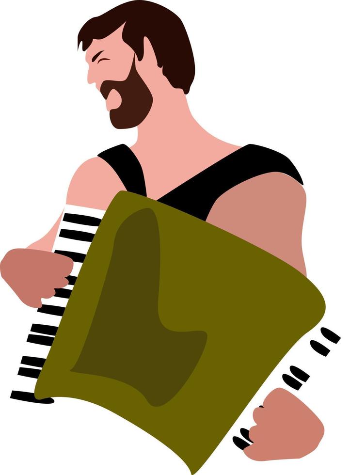 acordeonista, ilustração, vetor em fundo branco.