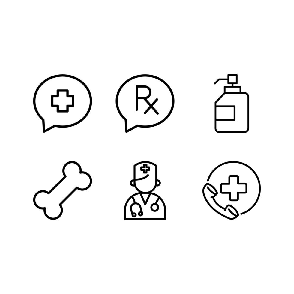 ícones de linha médico de emergência médica vetor