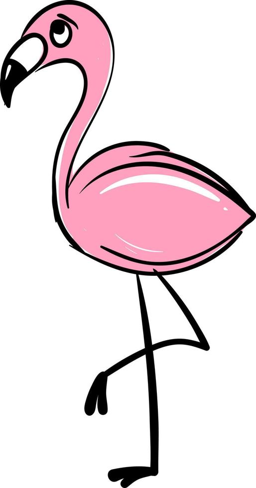 flamingo triste, ilustração, vetor em fundo branco.