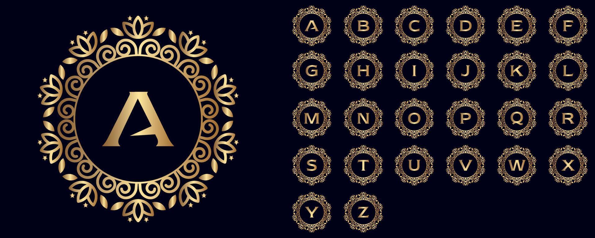 conjunto de letras de logotipo de ouro de luxo vetor