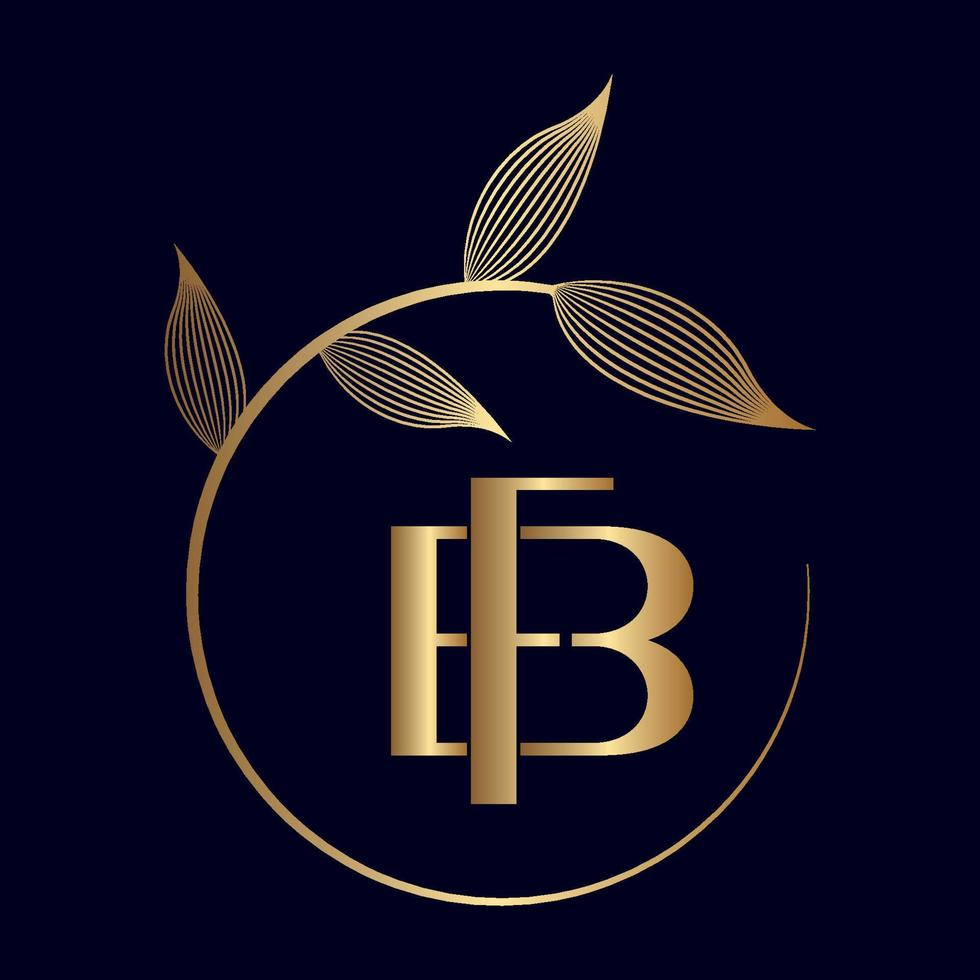 logotipo de folha de luxo bf ou fb vetor
