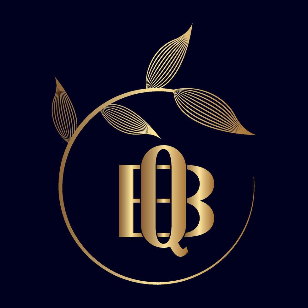 logotipo de folha de luxo bq ou qb vetor