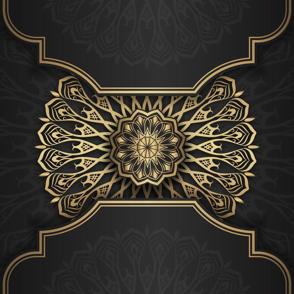 fundo de mandala de luxo, preto e dourado vetor