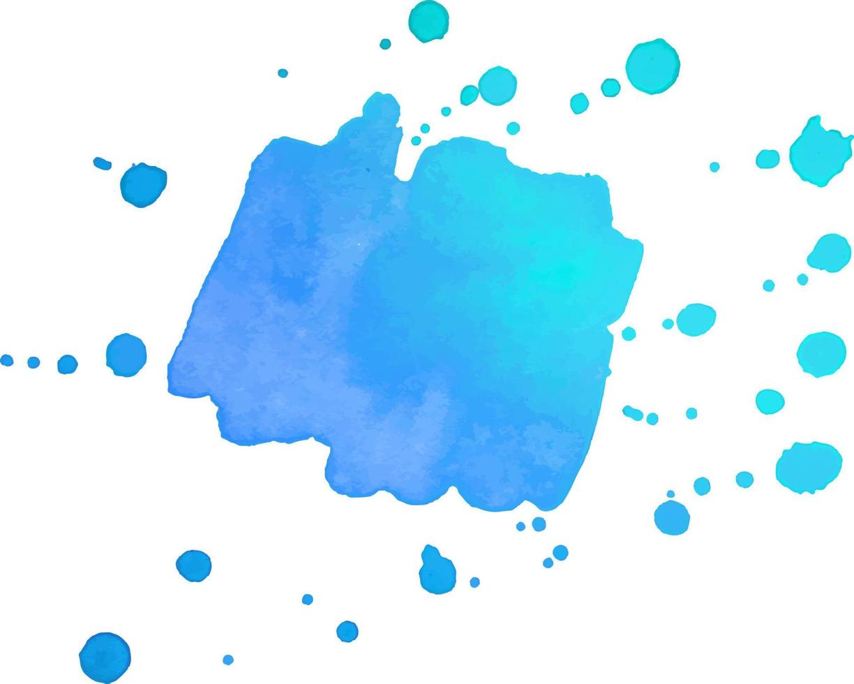 mancha de aquarela azul com salpicos e gotas. fundo aquarela vetor