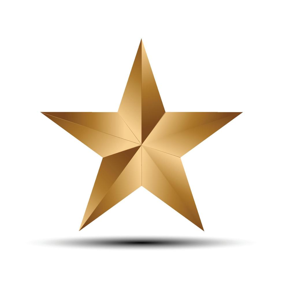 estrela de natal dourada realista isolada no fundo branco. ícone de vetor