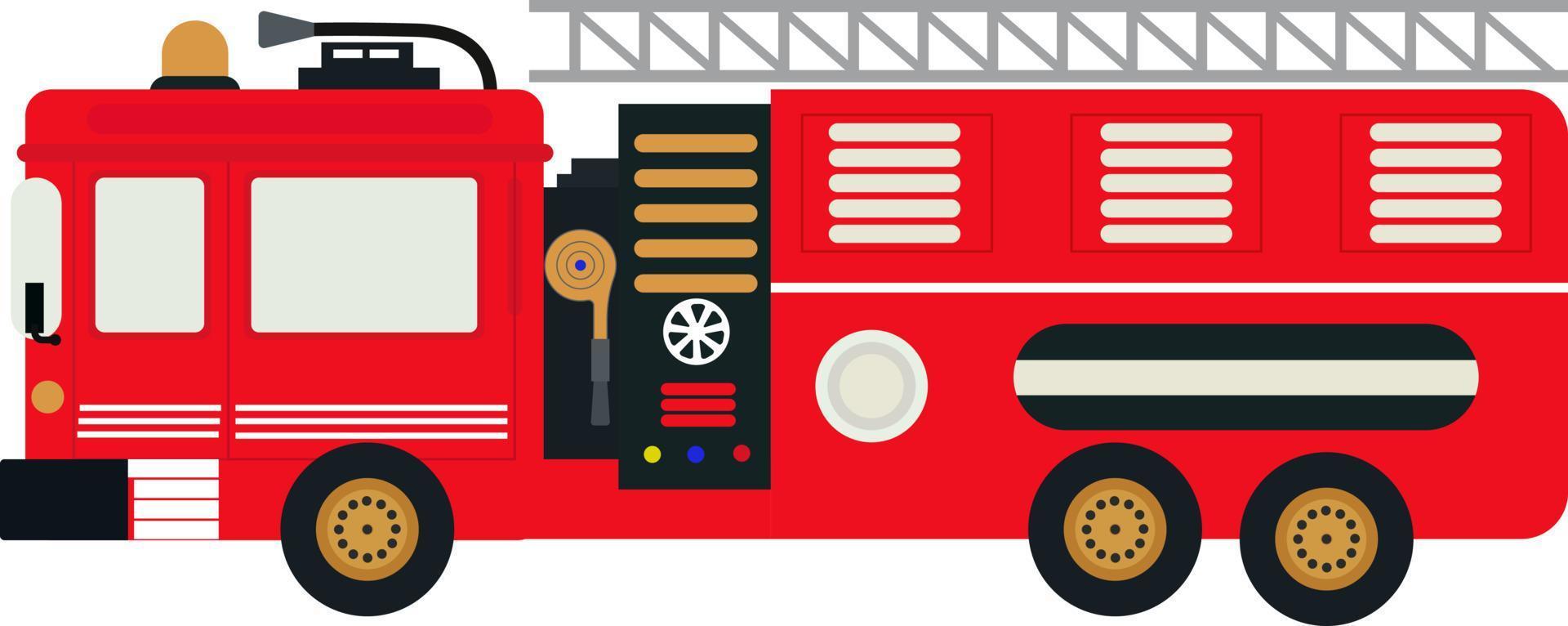 caminhão de bombeiros, ilustração, vetor em fundo branco.