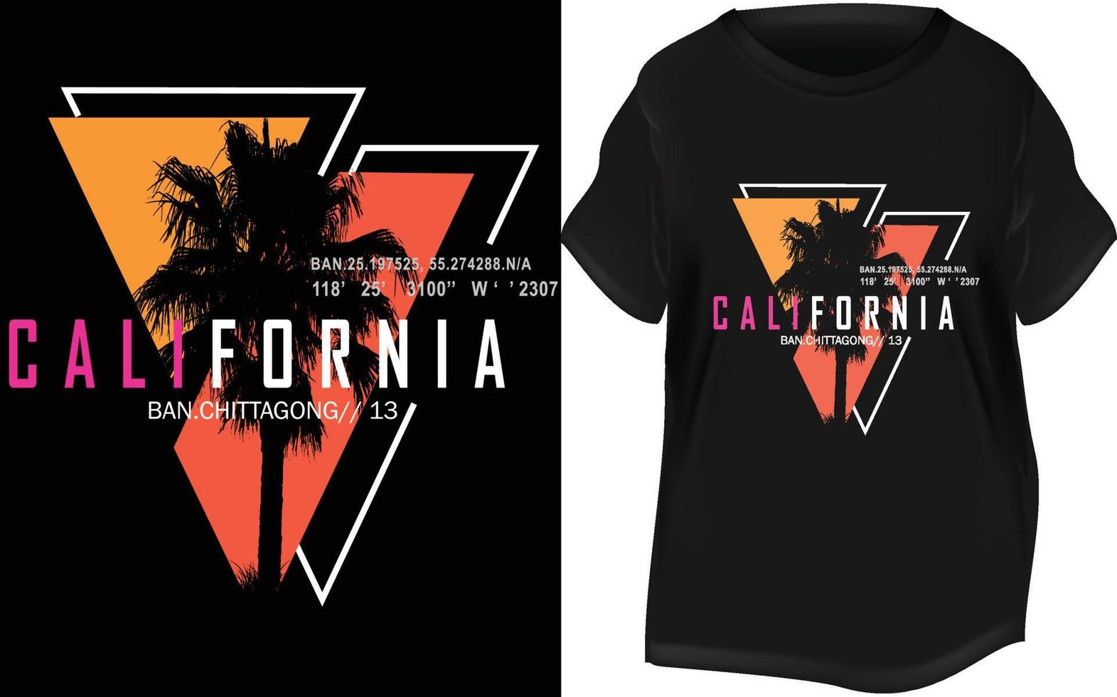 design de camiseta vintage da califórnia vetor