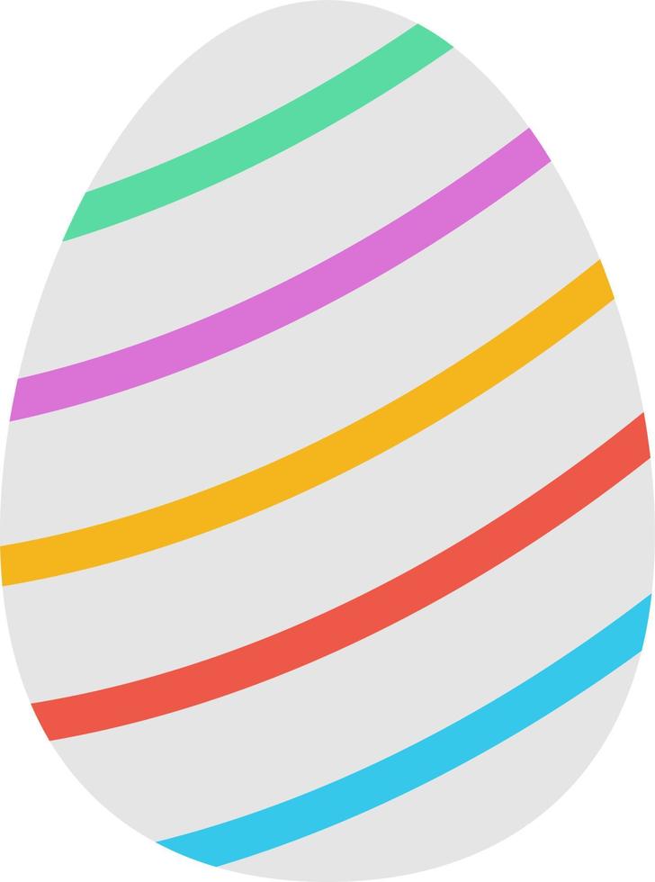 ovo branco com listras coloridas, ilustração, vetor em um fundo branco.
