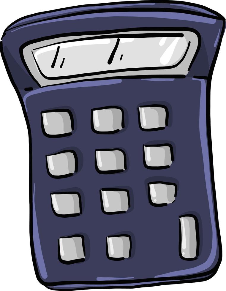 calculadora azul, ilustração, vetor em fundo branco