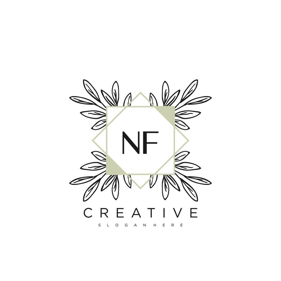 nf carta inicial modelo de logotipo de flor vetor arte vetorial premium