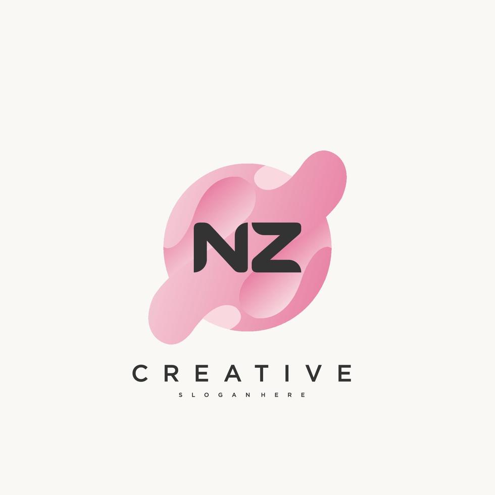 vetor de elementos de modelo de design de ícone de logotipo colorido de letra inicial nz