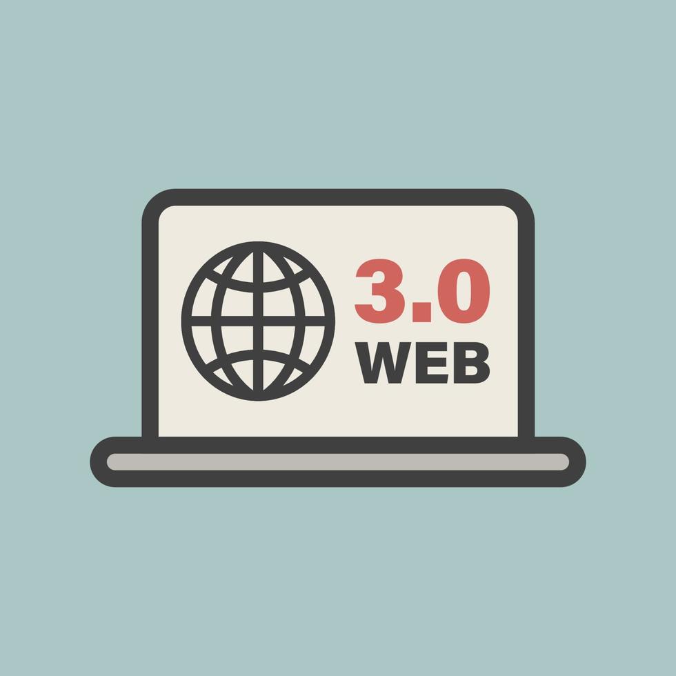 web 3.0. ícone de laptop usando tecnologia avançada de internet. vetor