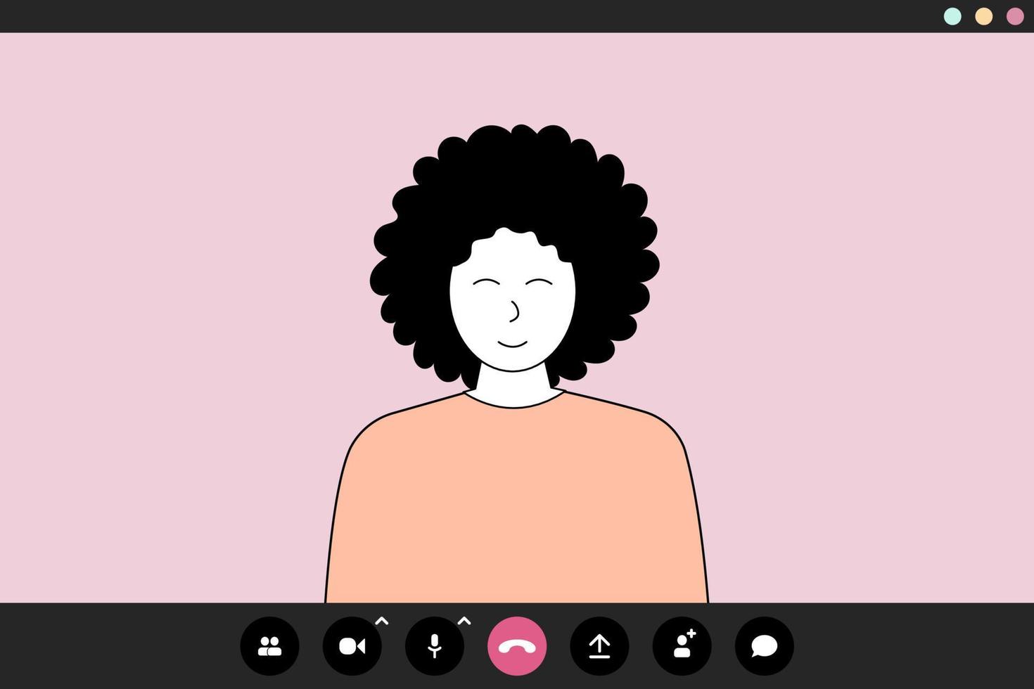 garota falando em videochamada. ilustração de aplicativo de chamada de vídeo vetor
