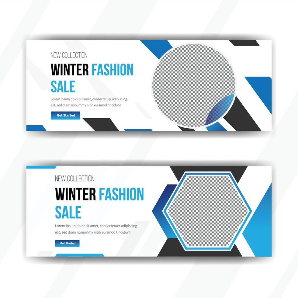 design de modelo de banner de venda de moda de inverno vetor