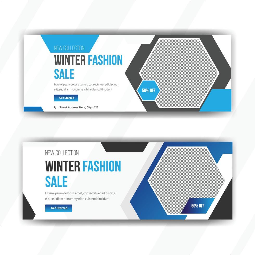 design de modelo de banner de venda de moda de inverno vetor