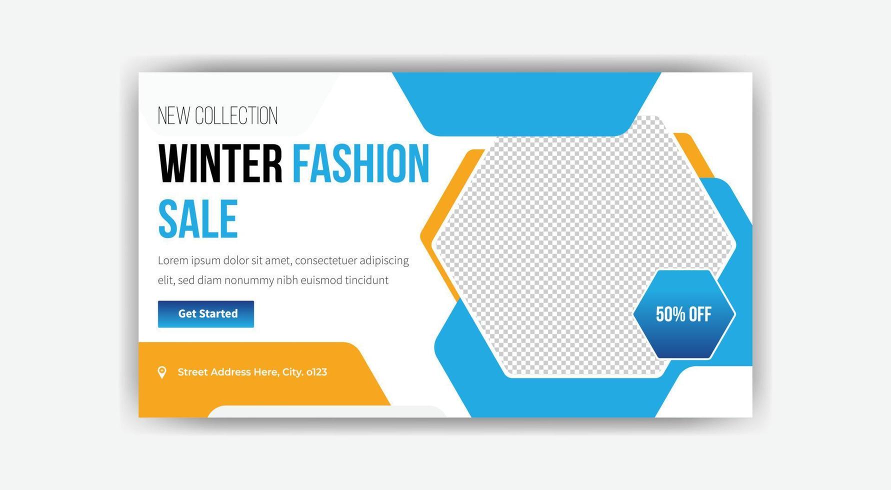 design de modelo de banner de miniatura de venda de moda de inverno vetor
