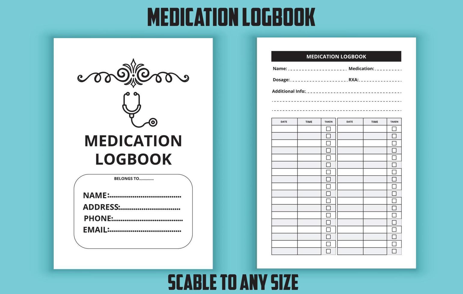 modelo editável de diário de medicamentos vetor