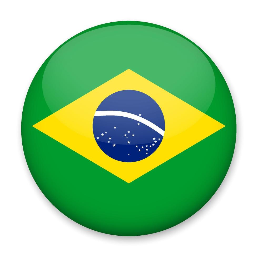 bandeira do brasil na forma de um botão redondo com um brilho leve e uma sombra. o símbolo do dia da independência, uma lembrança, um botão para alternar o idioma no site, um ícone. vetor