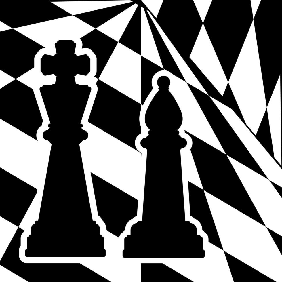 tabuleiro de xadrez com peças de xadrez rei e bispo. jogo tradicional de férias de natal. vetor