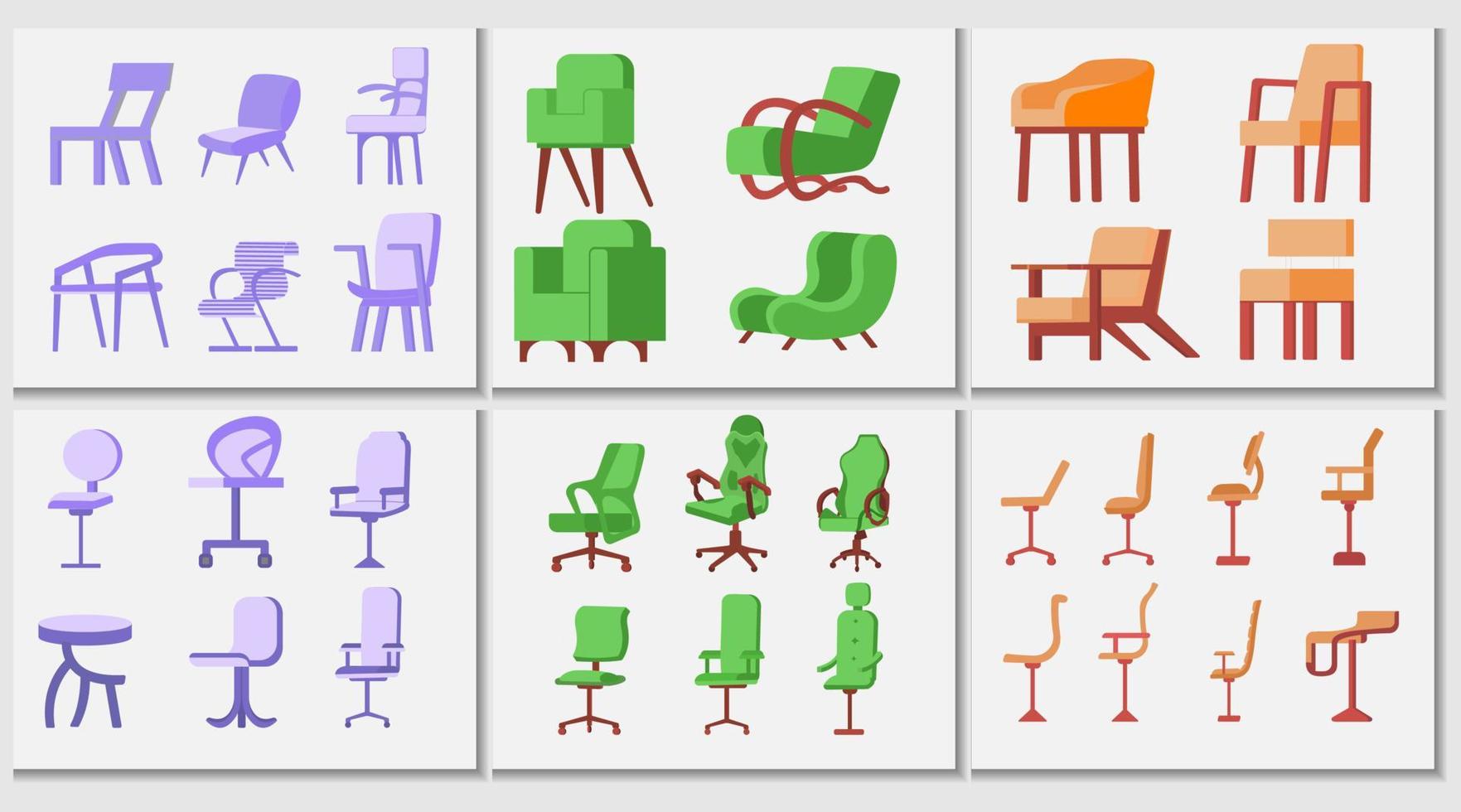 definir vários tipos de ícone de cadeira vetor