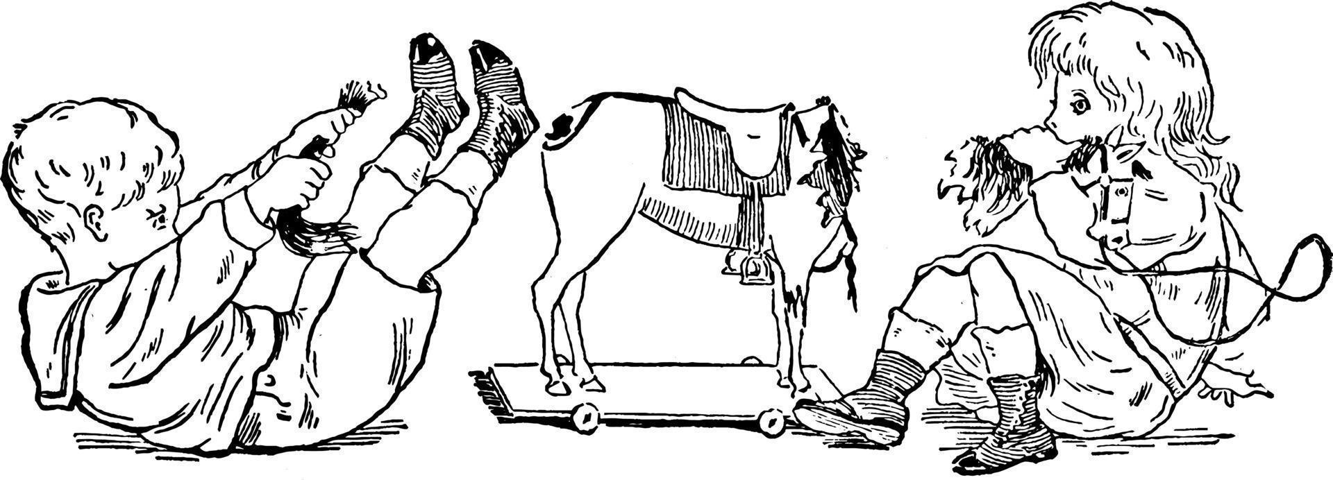 cavalo de brinquedo, ilustração vintage. vetor