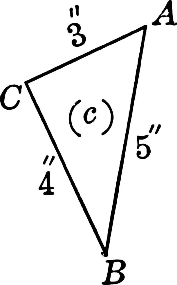 triângulo direito 3,4,5 ilustração vintage. vetor