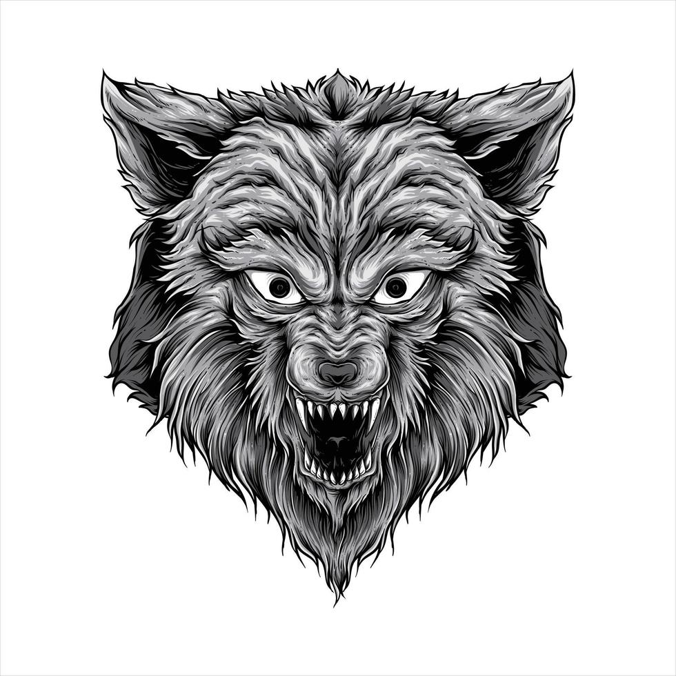 ilustração vetorial de mascote de cabeça de lobo vetor