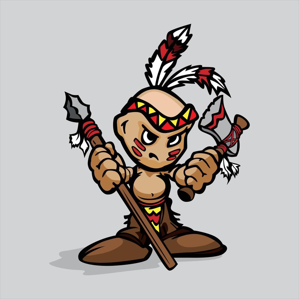 ilustração vetorial de personagem tribal indiana de desenho animado vetor