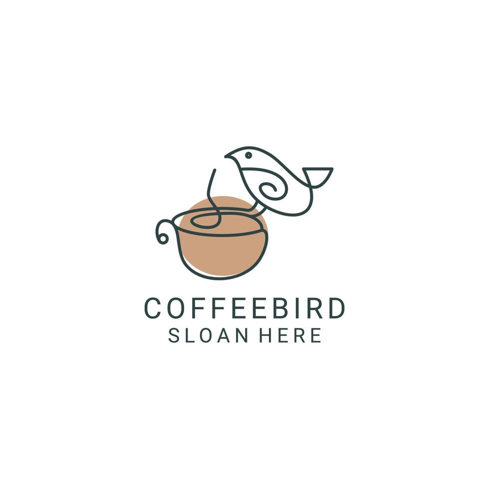 vetor de ícone de design de logotipo de pássaro de café