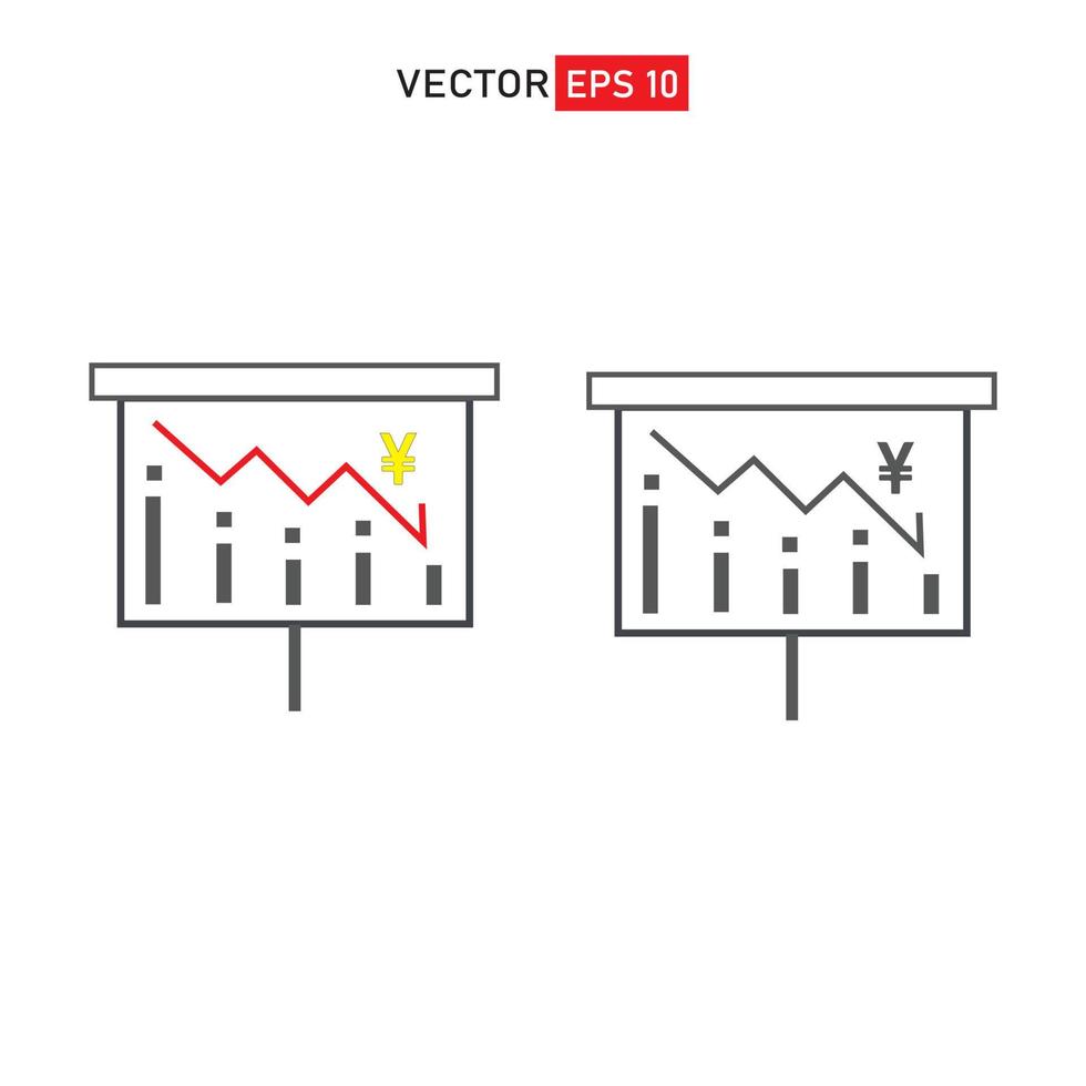 gráficos de barras pretas são colocados em contas de ienes japoneses e o sucesso gradualmente sobe para o topo, aumentando pela seta branca, vetor 3d para projetar mídia sobre dinheiro, finanças e investimento, barra de gráfico