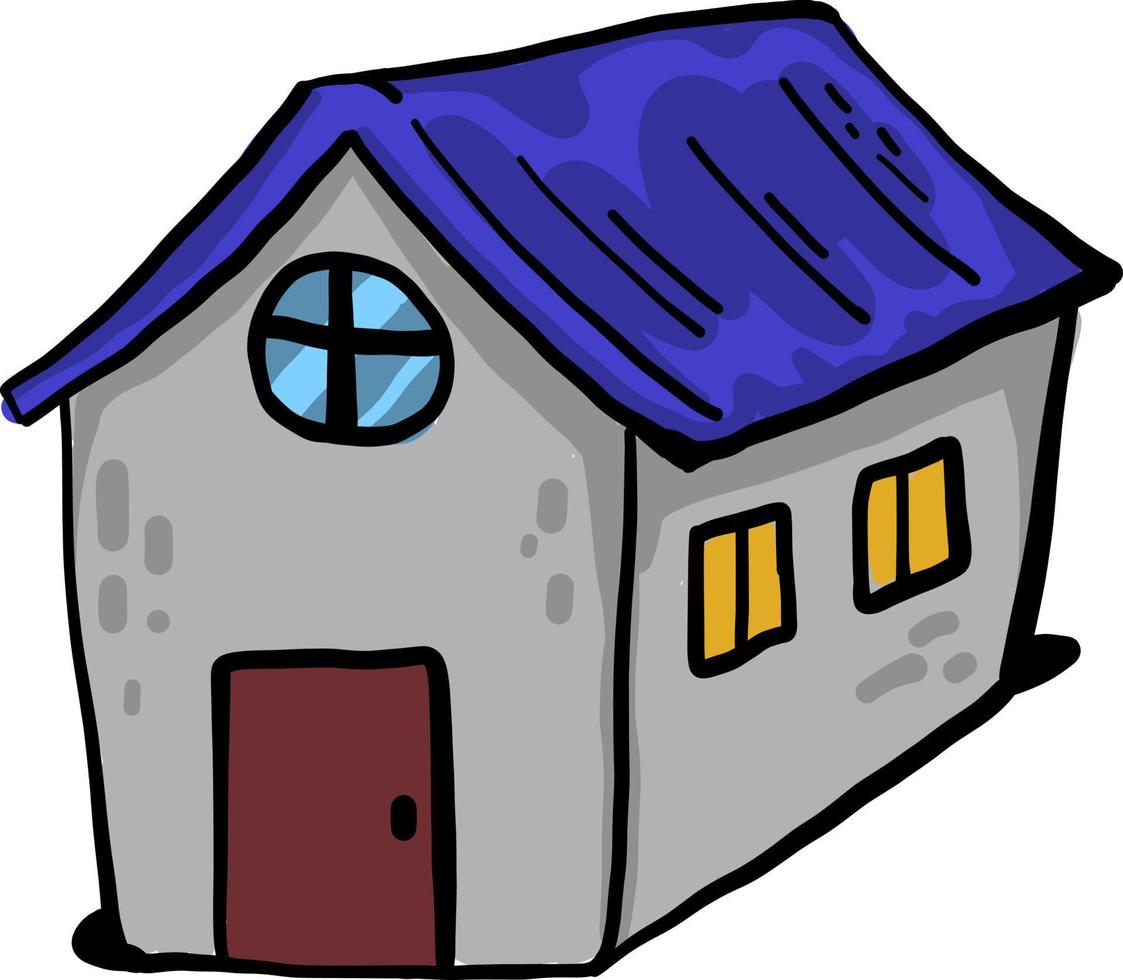 casa com telhado azul, ilustração, vetor em fundo branco