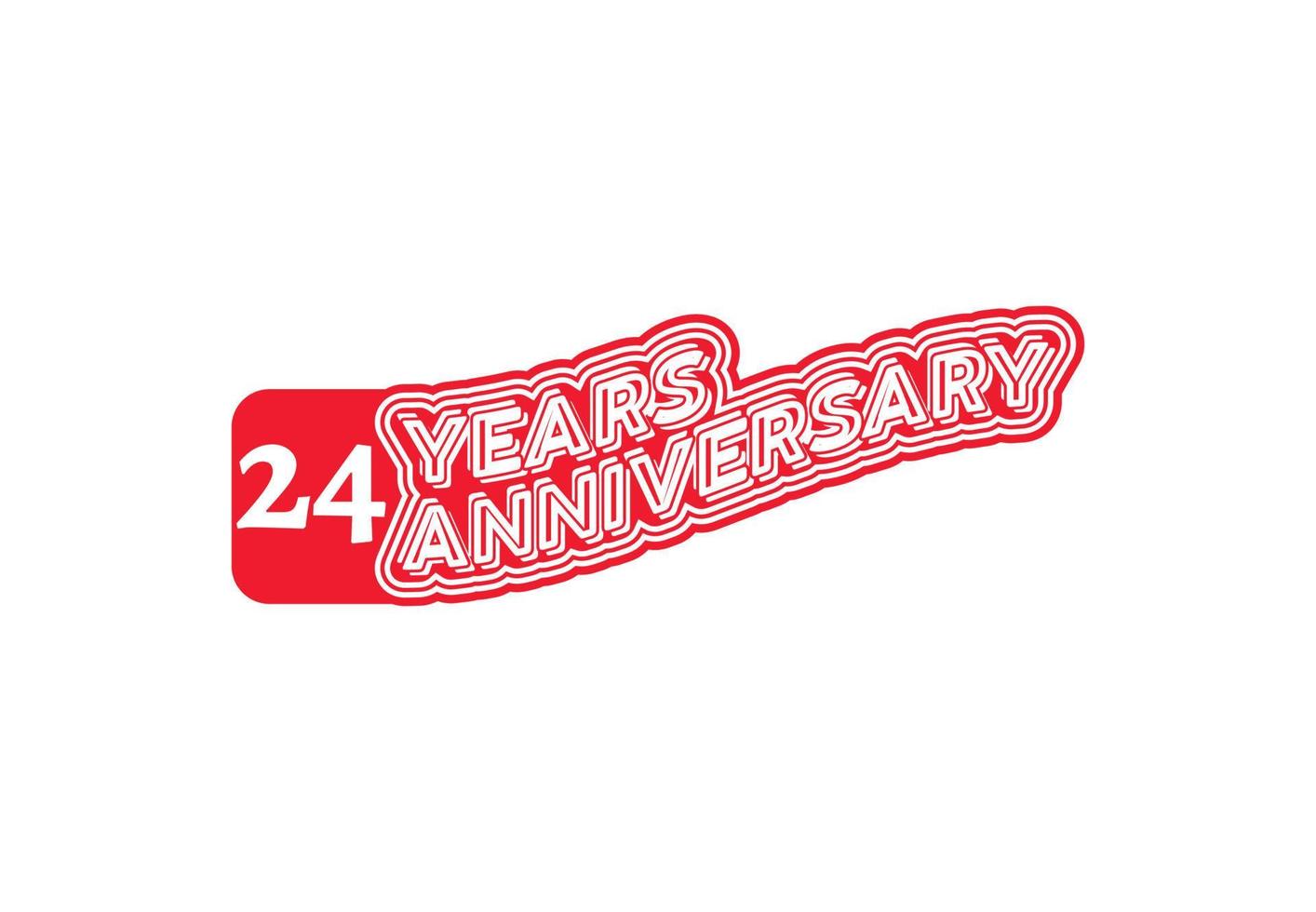 modelo de design de logotipo e adesivo de aniversário de 24 anos vetor