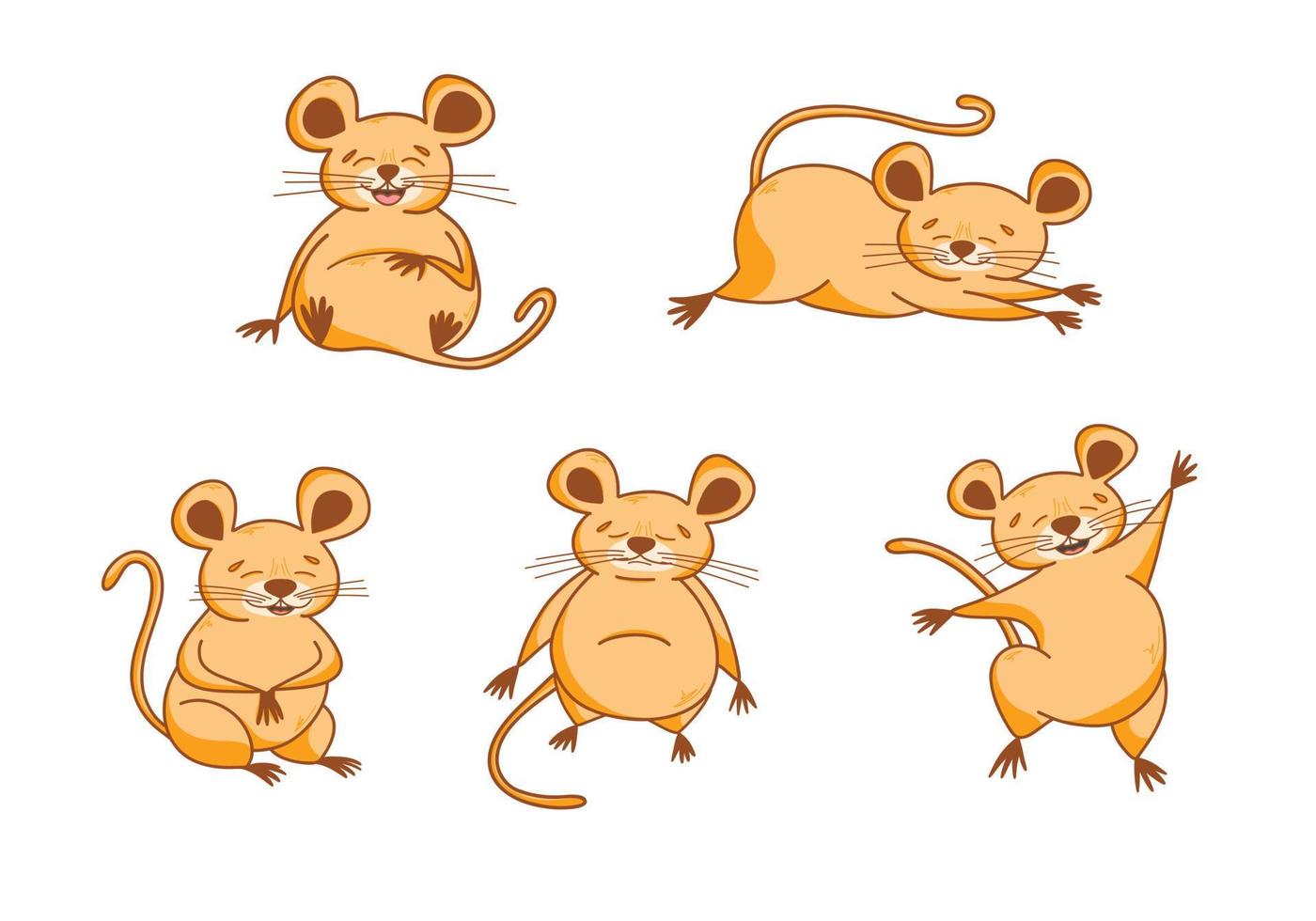 uma coleção de personagens de mouse fofos em estilo cartoon. doodle com adesivos de animais. ilustração vetorial infantil de desenho de desenho animado desenhado à mão para cartões postais, cartazes, camisetas, adolescentes. vetor