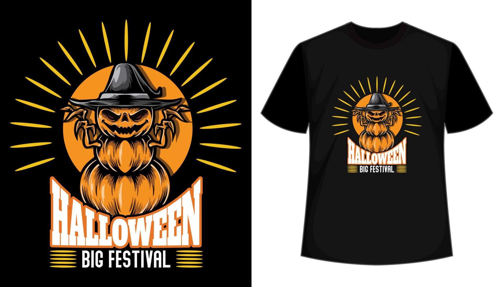 feliz dia das bruxas grande festival noite assustadora design de camiseta na moda vetor