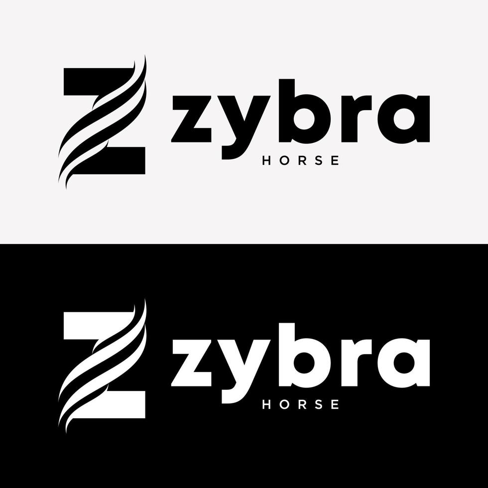 definir letra z monograma estilo inicial cabelo cavalo gado vaqueiro vetor de design de logotipo