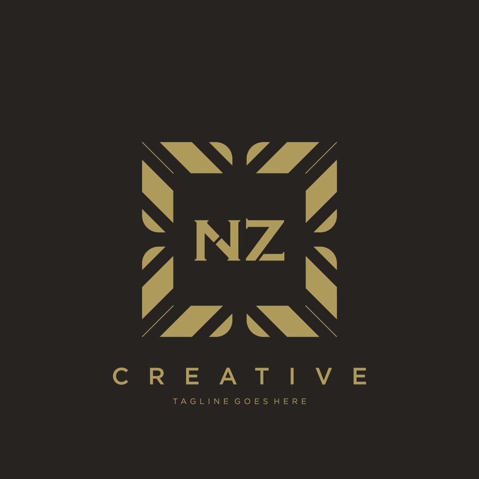 vetor de modelo de logotipo de monograma de ornamento de luxo de carta inicial nz