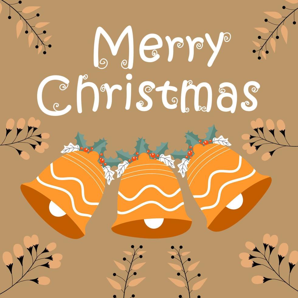 cartão de feliz natal e ano novo com personagens fofinhos em fundo marrom vetor