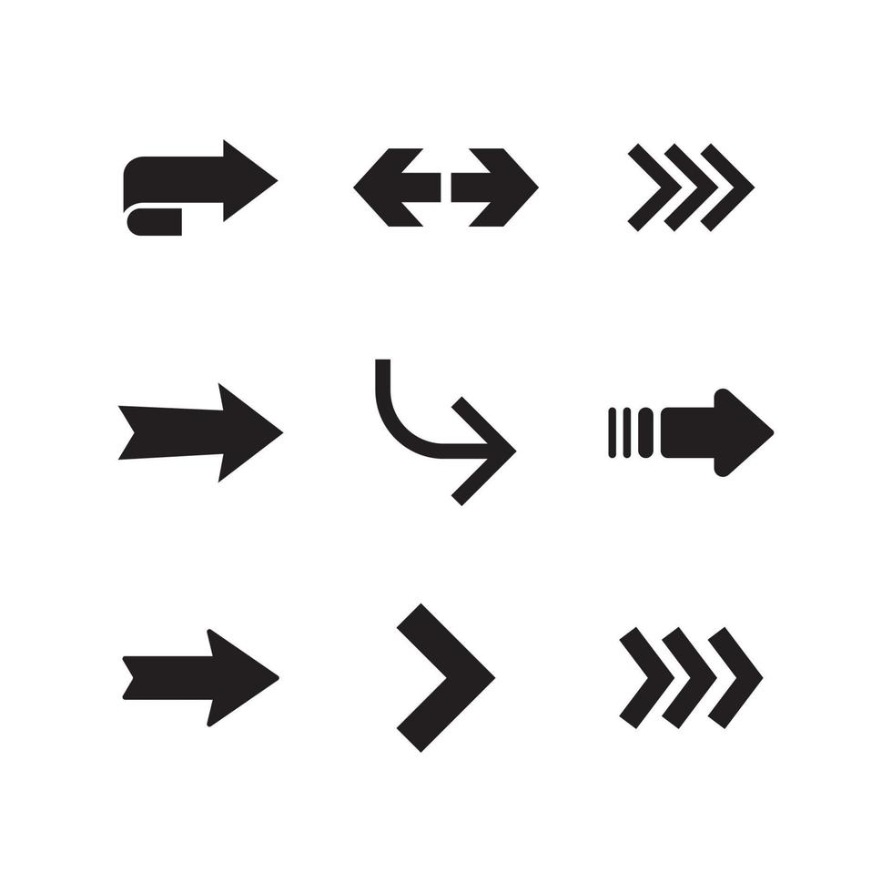 ícones de seta. setas de pictograma direcionais simples. vetor