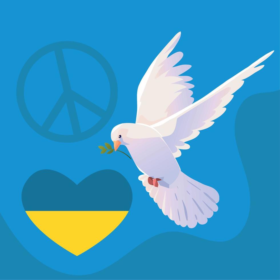 pombo e coração, ucrânia sem guerra vetor